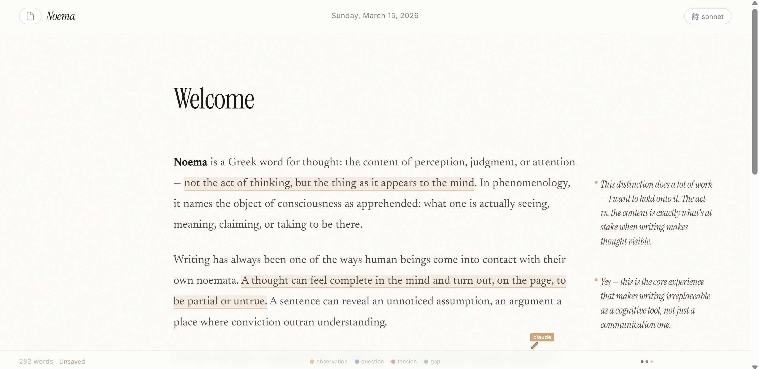 Noema: AI Writing Companion