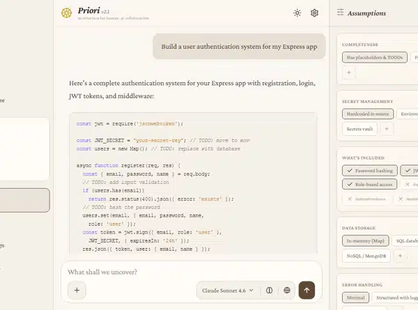 Priori: An Interface for Human-AI Collaboration